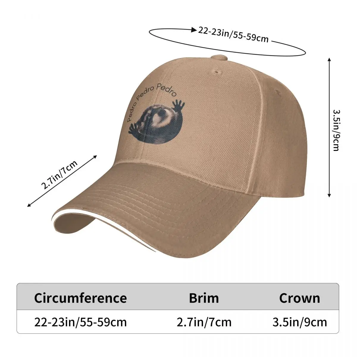 Lässig Pedro Racoon lustige Meme Golf Cap Unisex Snapback Cap niedlichen Tier Outdoor-Aktivitäten Hüte Kappe