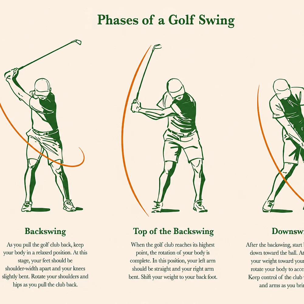 Golf Swing Training Poster Golf Instruction Wall Art Print Vintage Golf Technique Chart for Golf Club Office Training Room Decor