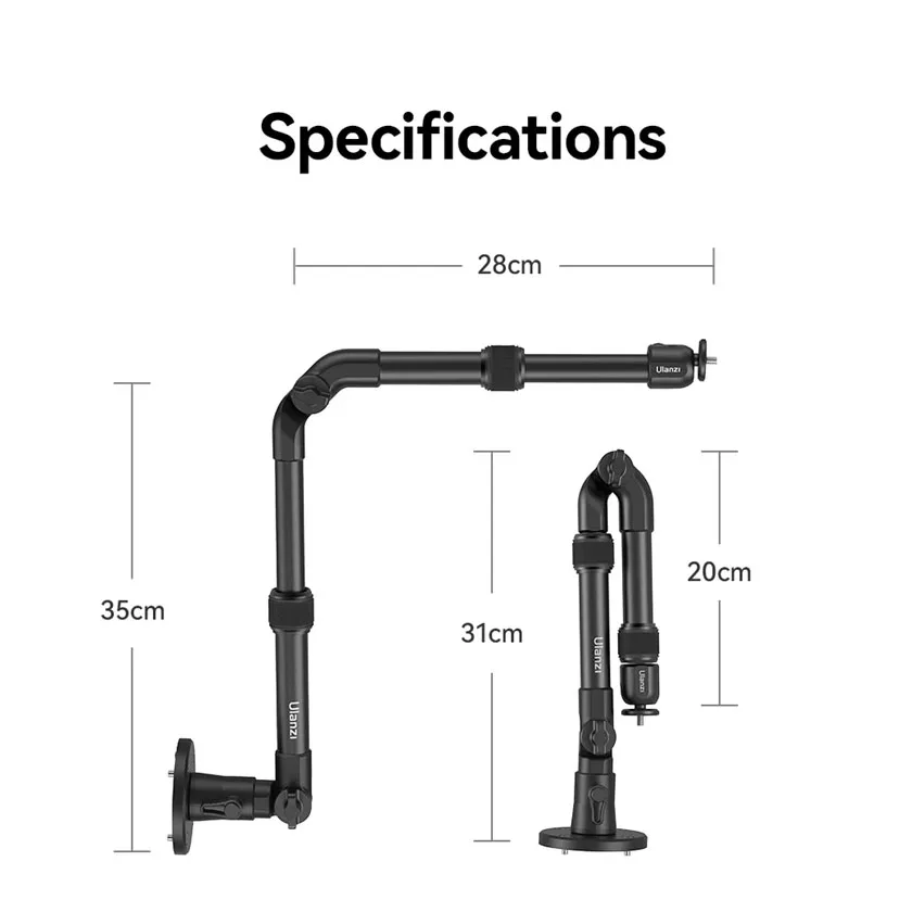 Ulanzi ZJ04 Wall Mount 360° Ballhead 2 Section Design For Long-term Shooting Livestream Camera