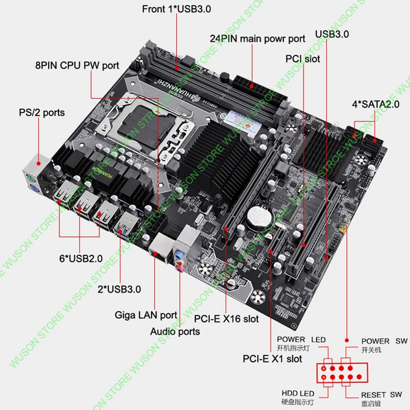 Imagem -03 - Huanzhi X58-conjunto de Placa Mãe para Computador Placa de Vídeo Gtx5675 com 16 gb Ram gb x gb Reg Ecc 3.06ghz