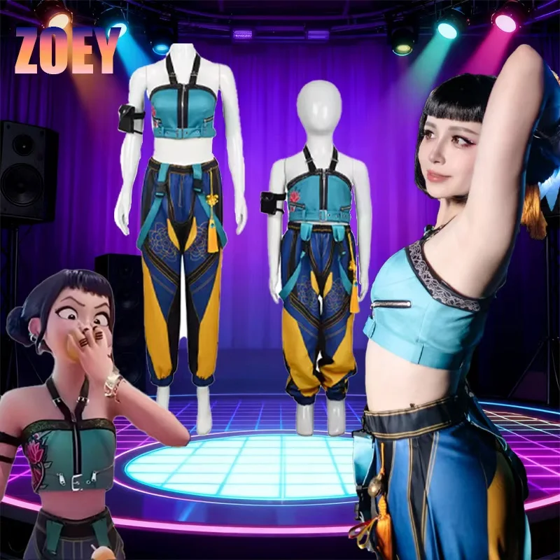 할로윈 어린이 소녀 Kpop 의상 - 루미 조이 미라 악마 퇴치자 코스프레 세트 (재킷+탑+반바지)