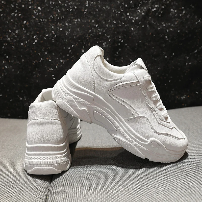 أحذية نسائية جديدة لعام 2025، أحذية رياضية كاجوال عصرية ومتعددة الاستخدامات بنعل سميك مع أحذية جري قابلة للتنفس بأربطة #5