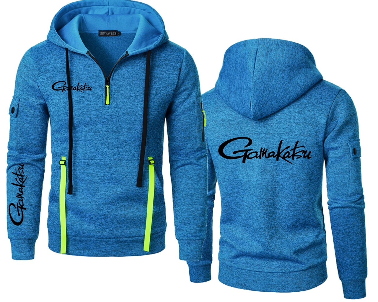 Gamakatsu Fishing Semi-Zip Hoodies Love Fish Men's Sweatshirts Jacquard Hoodie Fleece Men Hooded Male Hoody Sweatshirt 22VVB