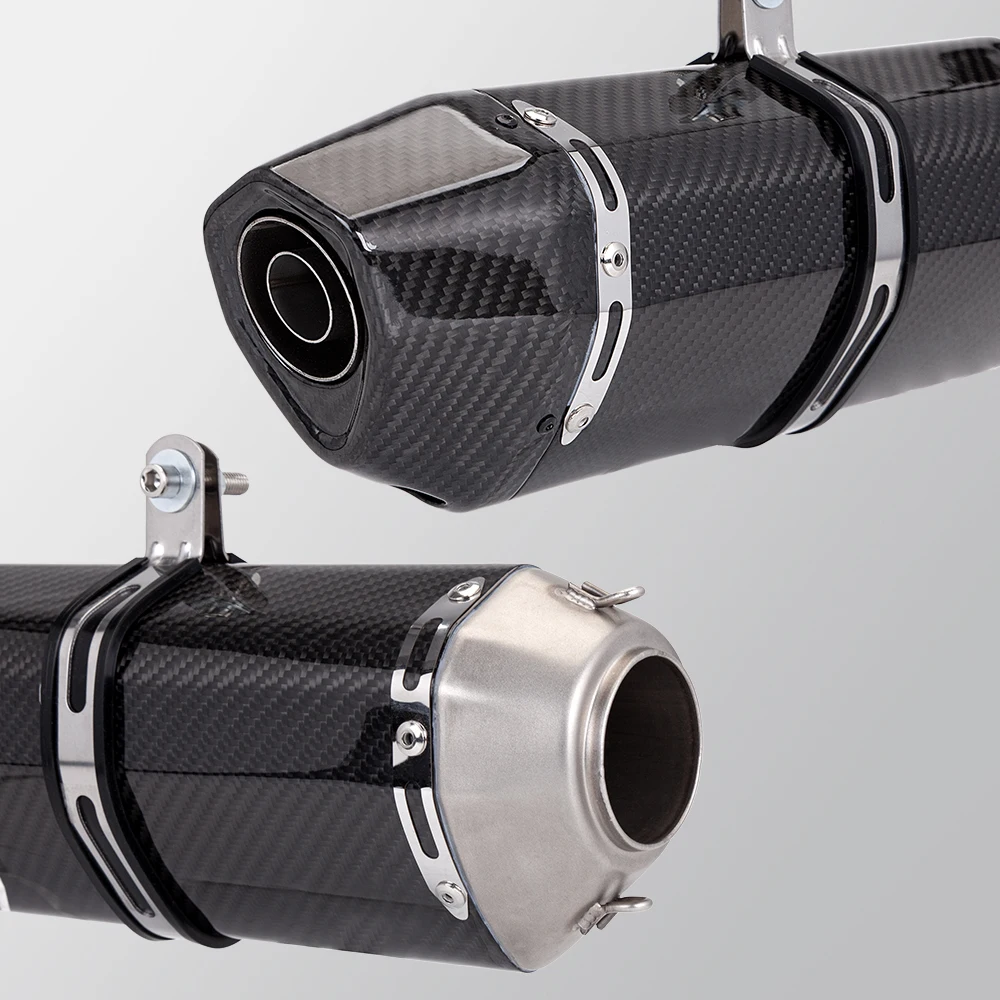 51MM Motorcycle Exhaust Carbon Muffler Universal Modified Scooter Tail Pipe for gsxr150 cbr150r z400 r15 z250 mt15 250sr 370mm