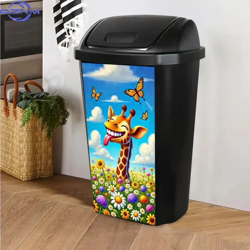 Contemporary 2D Print Decal Custom Graphic Ornament for Multi‑scene Waste Bin