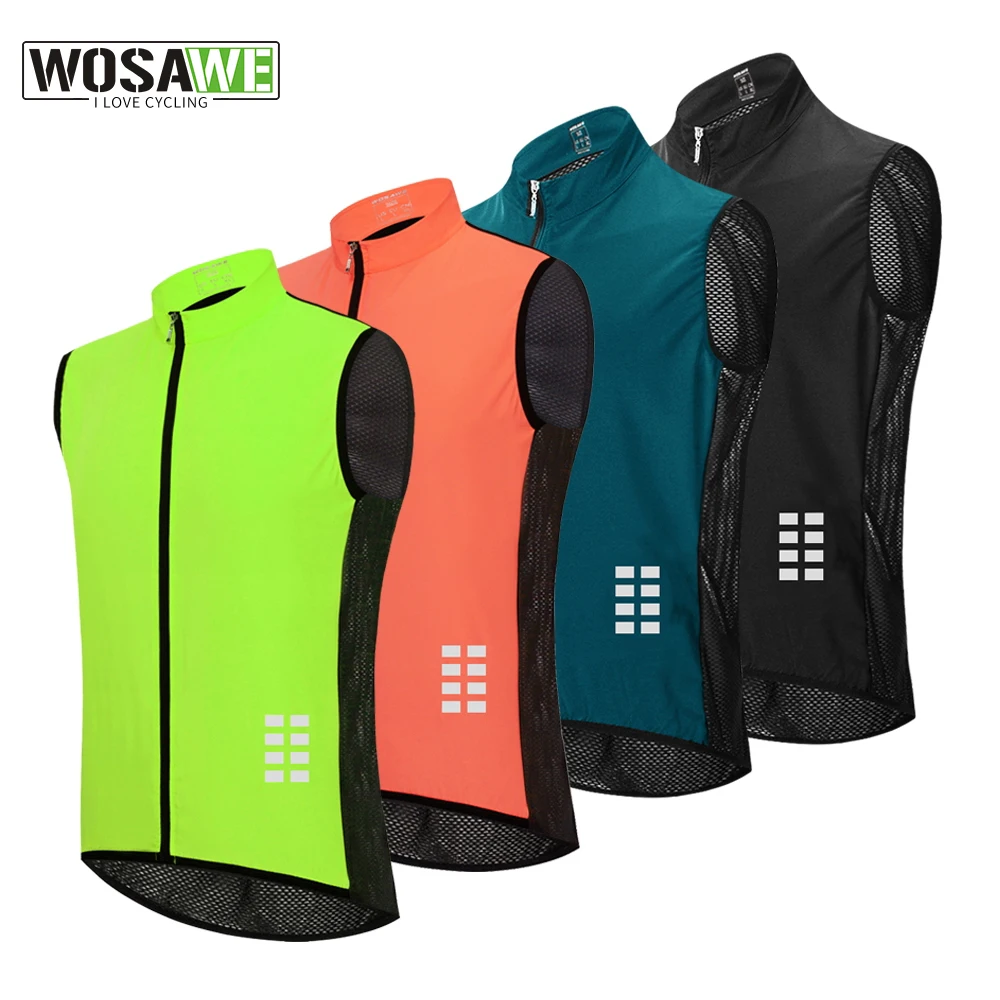 WOSAWE Reflective Cycling Vest Windproof Lightweight Ciclismo Mtb Bike Sleeveless Jersey Breathable Mesh Clothing Cycling Gilet