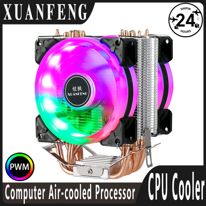 XUANFENG x79 x99 برودة وحدة المعالجة المركزية مروحة كتم معالج تبريد الهواء 2/4/6 أنابيب الحرارة متوافق LGA115x 1200 1700 2011 2066 AMD AM3 + AM5 i5