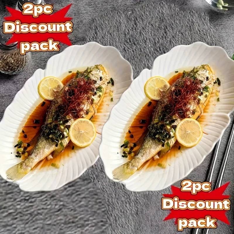 Lace fish plate,Oval deep creative ceramic plate