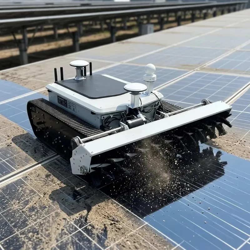 Solar panel automatic cleaning robot provides AI path planning for solar power stations