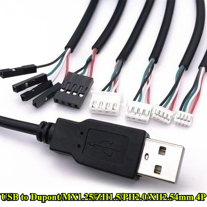 

USB Male Terminal Data Line to Dupont/MX1.25/ZH1.5/PH2.0/XH2.54mm 4Pin Dupont Adapter Extension Wire Touch Screen Cord 30/150cm