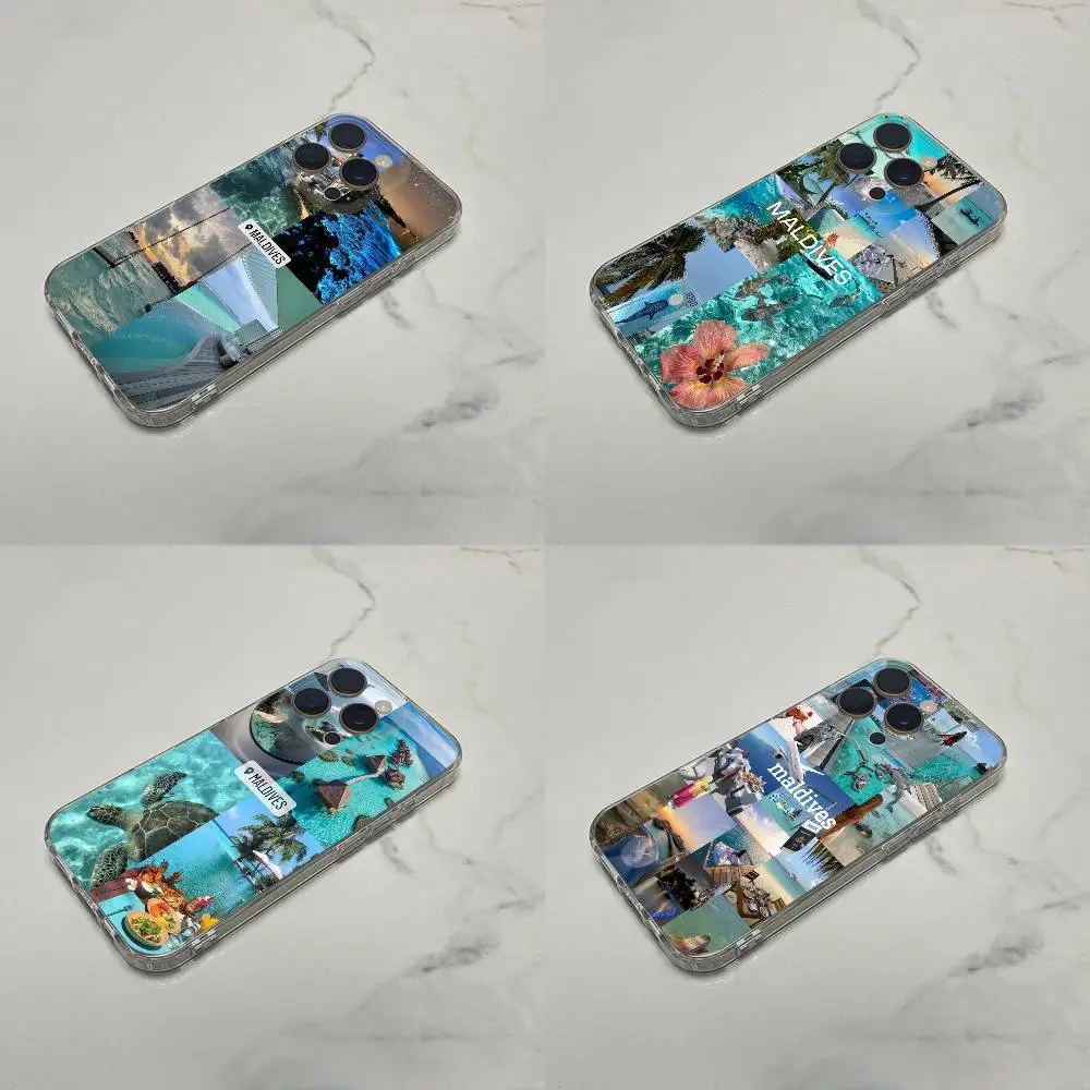 

Maldives Ocean Sea Beach Phone Case For iPhone 17,16,15,14,13,12,11 Plus,Pro,Max,Plus,E,SE4,Mini Transparent Box