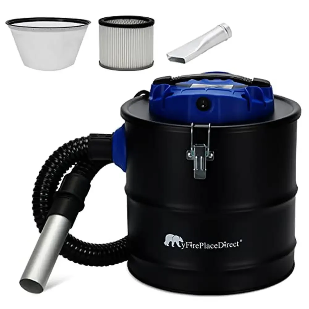 

1200W Ash Vacuum 5 Gallon Collector Bucket Blow Function Pellet Stoves Wood Fireplaces BBQ Grills Safe Temperature Control Metal