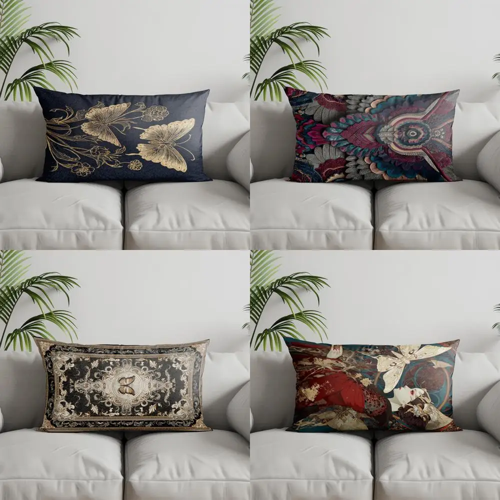 

Домашний декор, элегантная золотая прямоугольная подушка с цветочным принтом, подходит для дивана, спальни, автомобиля, наволочка, прямоугольная подушка для спины