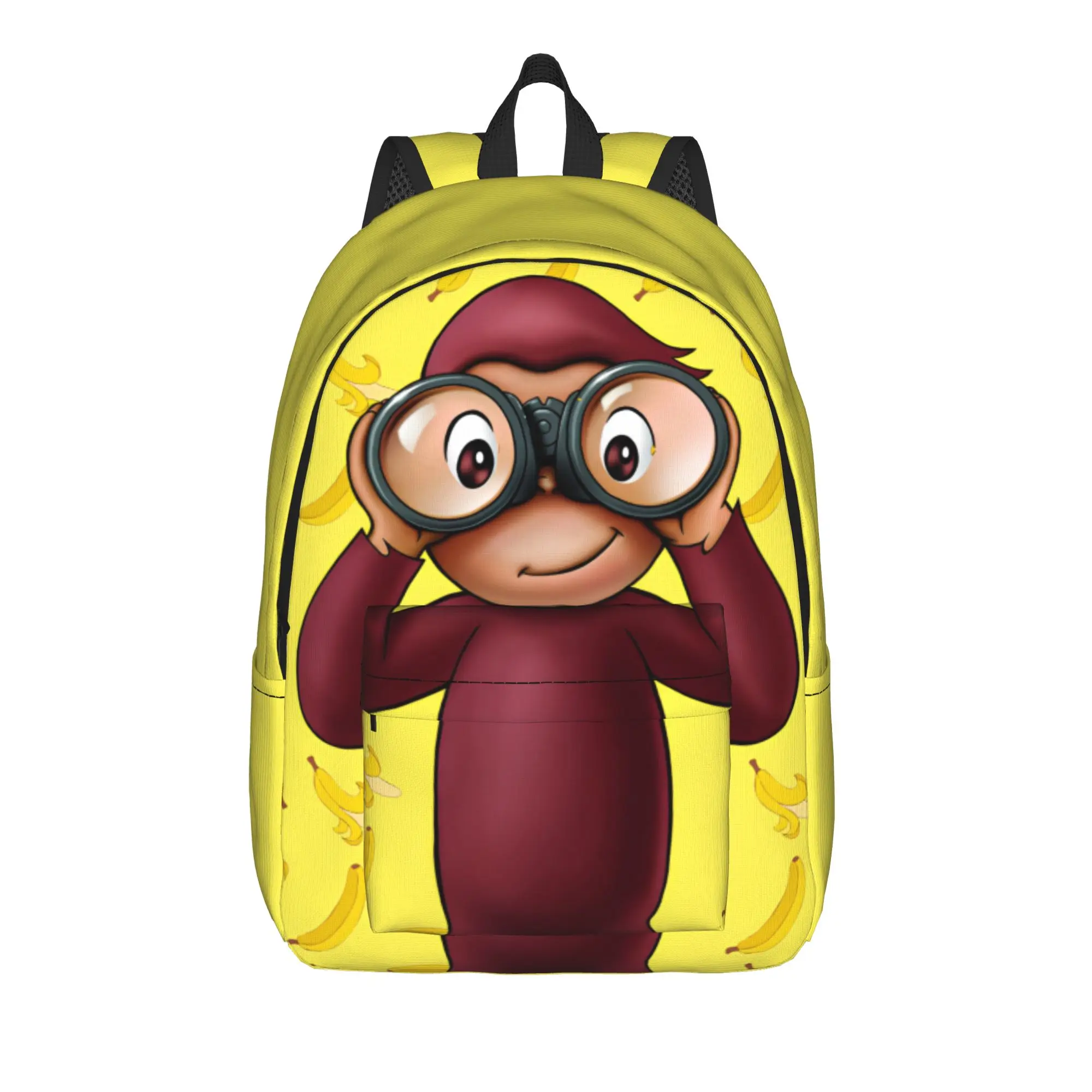 Funny Curious George and Banana Classical Backpack Sports High School Daypack for Men Women Laptop Canvas Bags