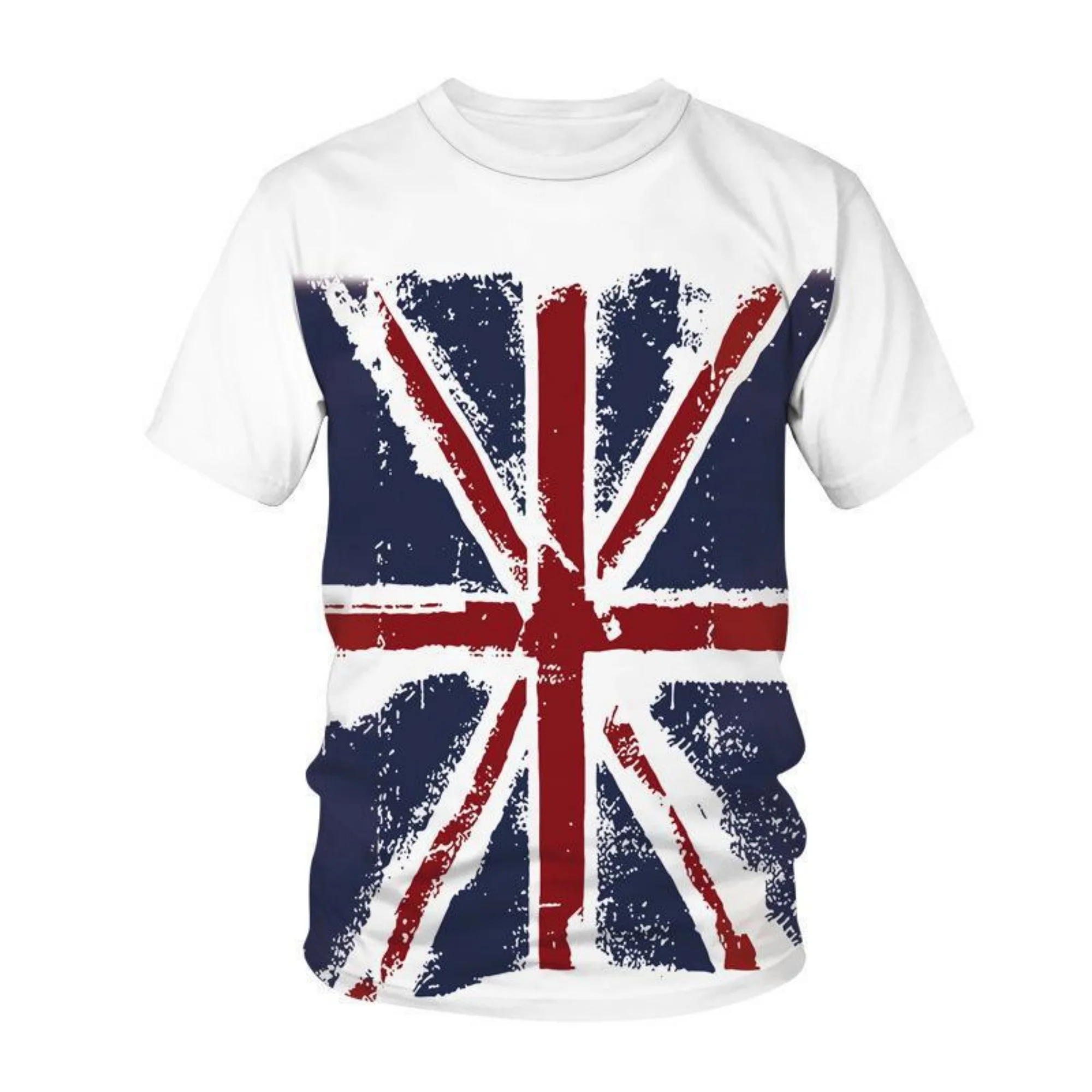 

Men's Quick-dry T-shirt Distressed UK Flag Graphic Tee White Casual Daily Wear Tshirt Trendy Pattern Dry Tee Stylish Fashion