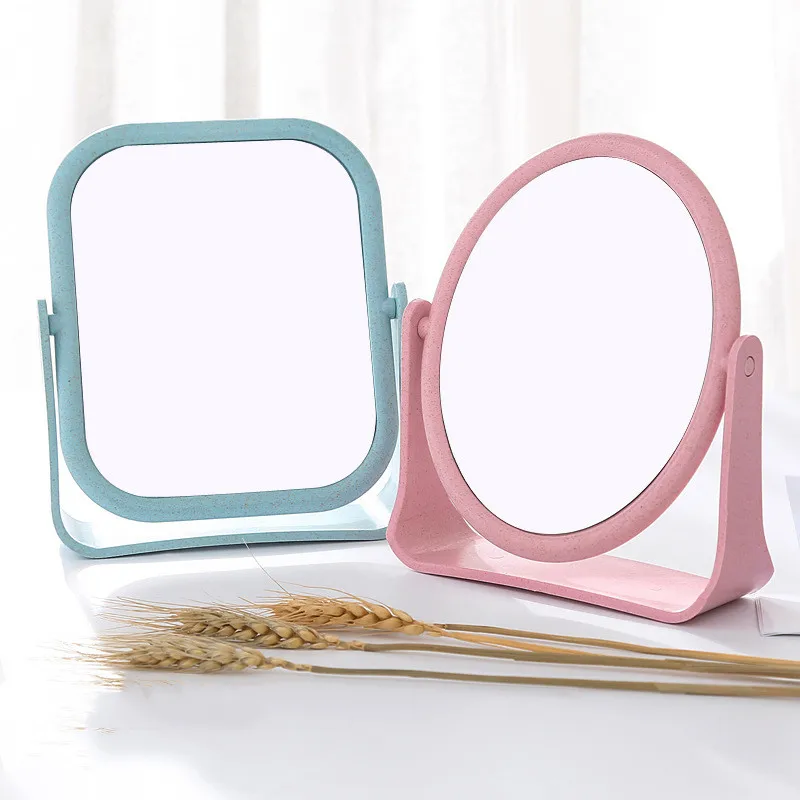 Double-sided Esktop Mirror Dormitory Desktop Rotatable Student Makeup Small Dmirror Desktop Portable Dressing Princess Mirror