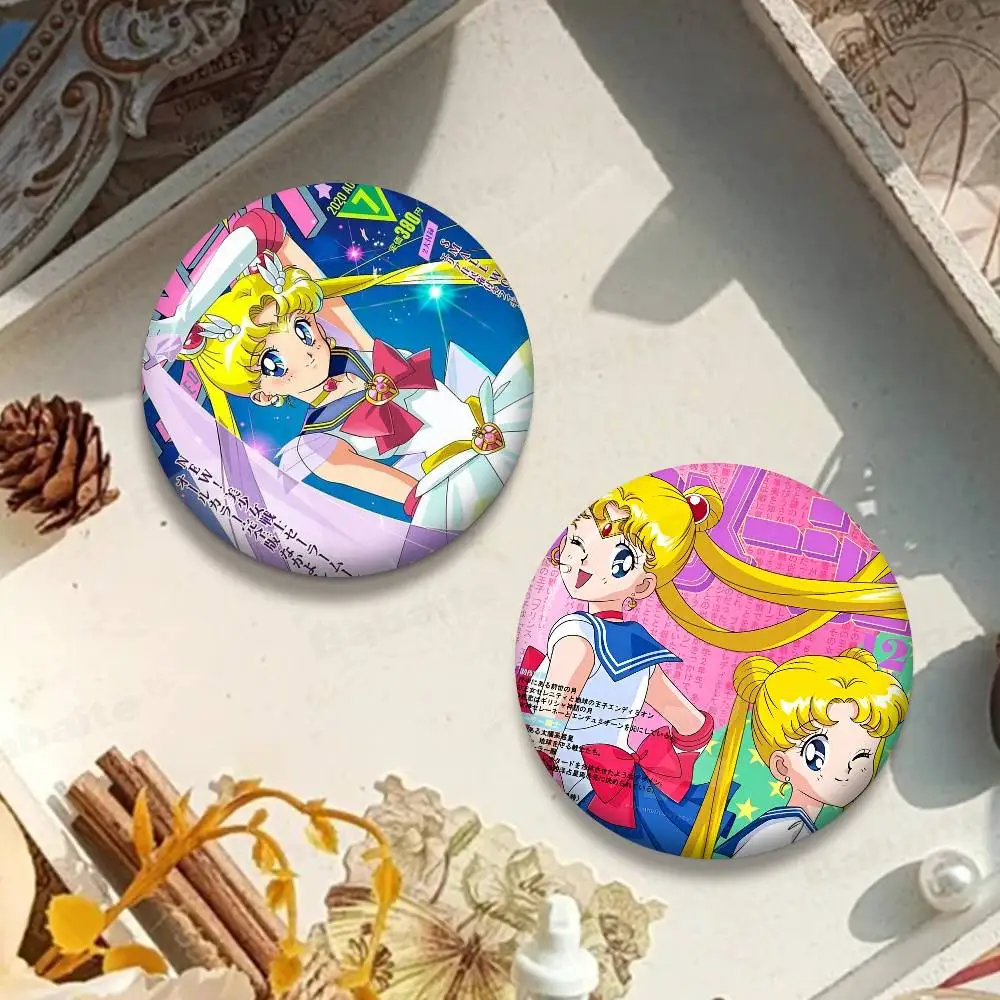 Adventure Anime S-Sailors Moon Round Button Pins Slogan Creative Brooches Backpack Clothes Decoration