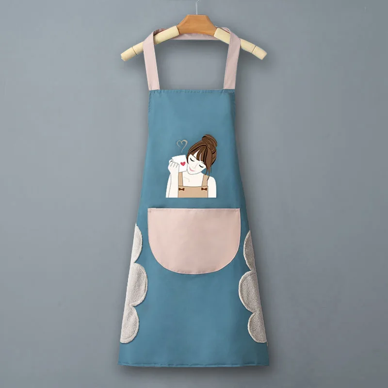 مريلة مطبخ PVC، مقاومة للماء والزيوت، تصميم أنيق للنساء، مريلة خصر نصف الجسم مع أغطية للأكمام، سهلة التنظيف