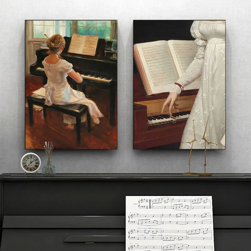 

Musician Piano Room Classroom Canvas Painting Nordic Style Oil Painting Art Canvas Print Poster Prints Wall Art for Home Decor