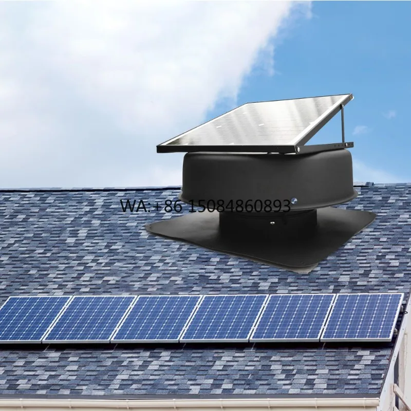 Ventilador de Teto Solar Industrial LONGWELL de 14 Polegadas com Motor DC Sem Escovas para Exaustão de Ar em Armazéns, Sótãos e Telhados
