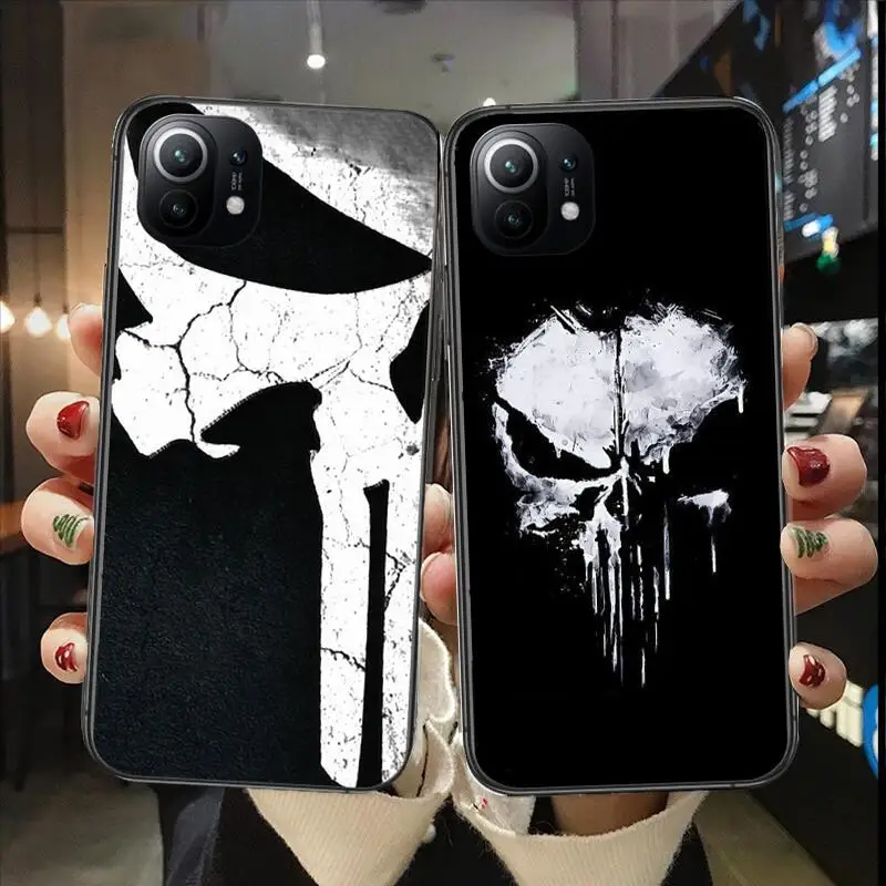 Marvel Punisher Luxury Phone Case For Xiaomi 13 12 11T 9 11 10C 9T 8 9SE 11i Lite Ultra Note10 Poco F3 M4 M3 Pro Black TPU Cover