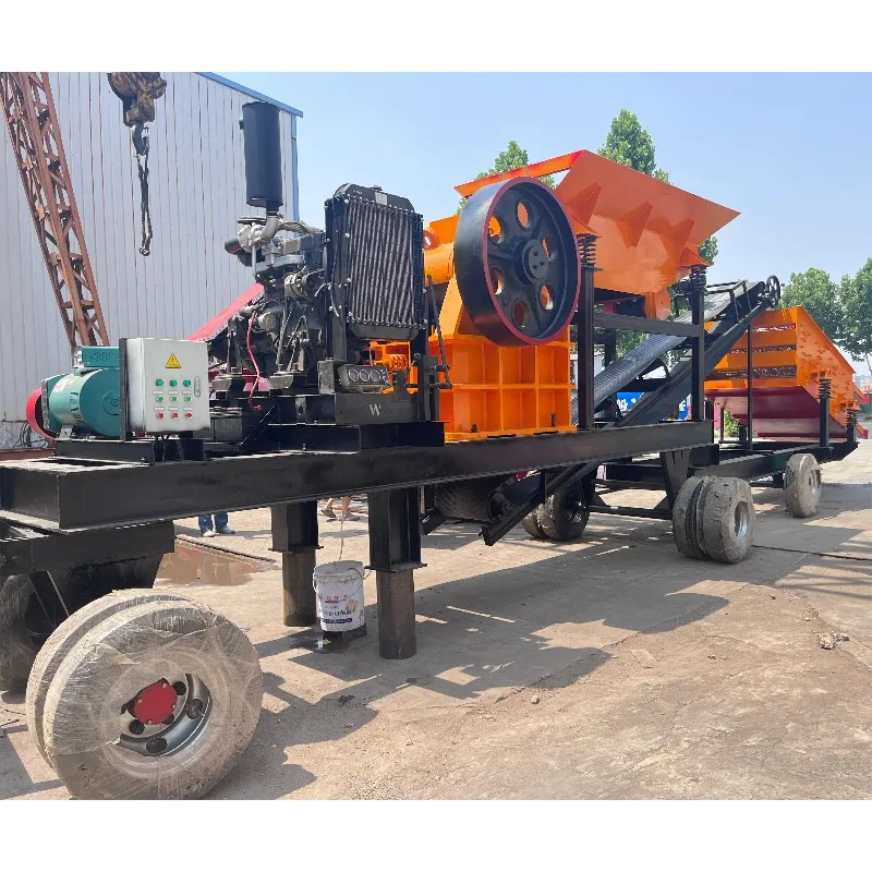 Wheeled Mobile Crushing Station Stone Crushing Line Modular 4 in 1Jaw -Vibrating Feeder-impact Crusher-Vibrating Screen