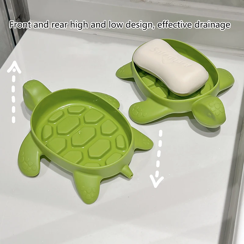 Caja de jabón de tortuga, soporte de jabón de drenaje, soporte de jabón de ducha, bandeja de placa de almacenamiento de esponja, suministros de baño, Gadge de baño