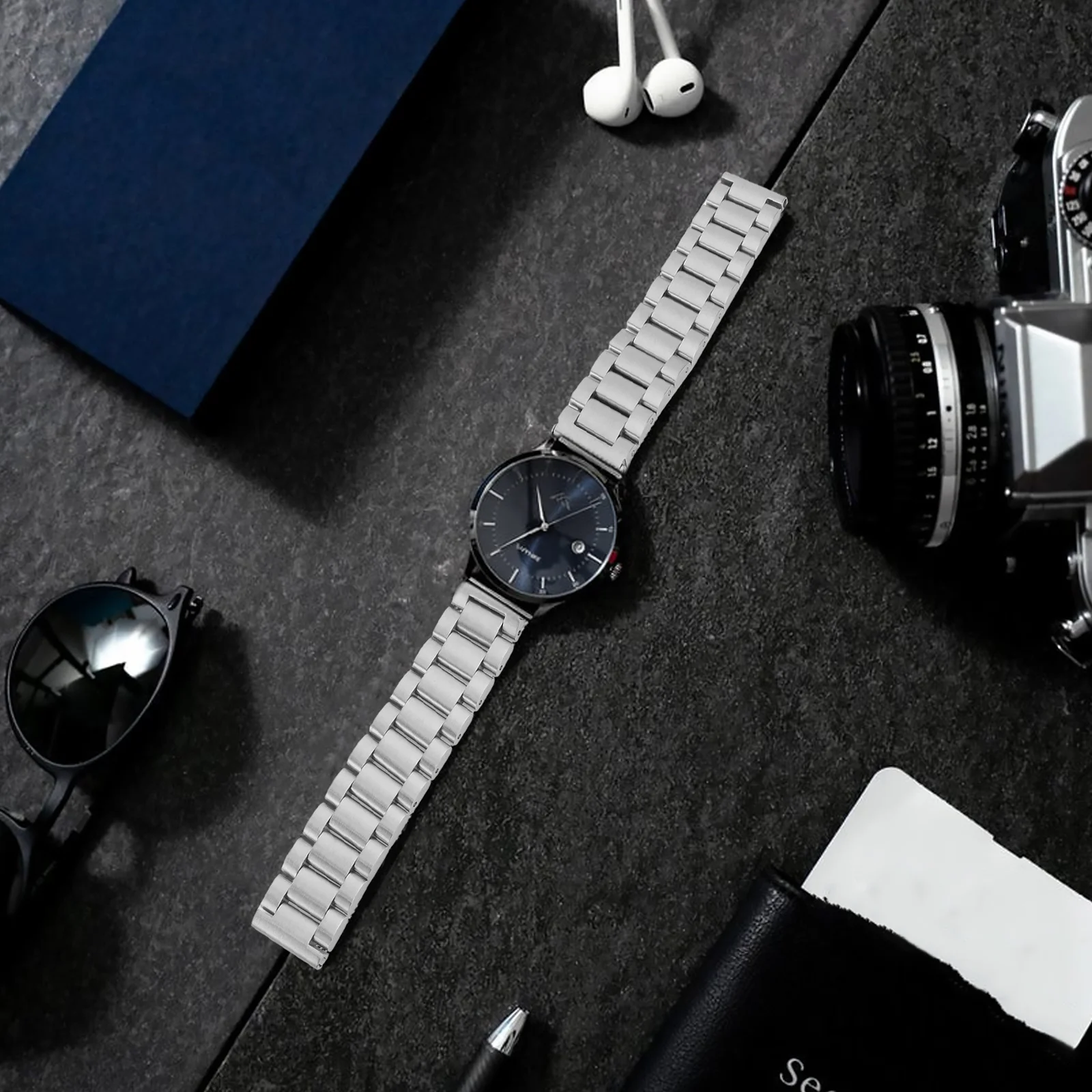 

Silver Stainless Steel Watch Band Elegant Durable Replacement Strap Compatible Venu Comfortable Accessory