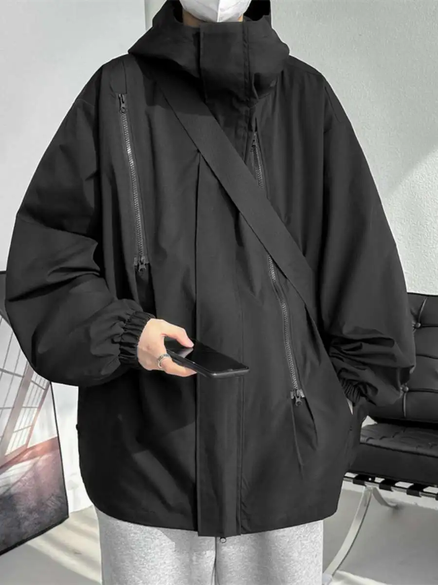 

Весенне-осенняя мужская куртка на молнии, водонепроницаемая, в повседневном стиле, весенне-летняя, легкая, с длинными рукавами, укороченная, для активного отдыха