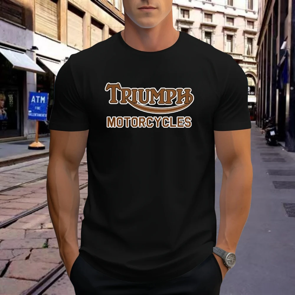 

Triumph Motorcycle Racing Fan T-shirt Men's Printed Cotton Casual Streetwear Fashion Daily Commemorative Comfortable Top