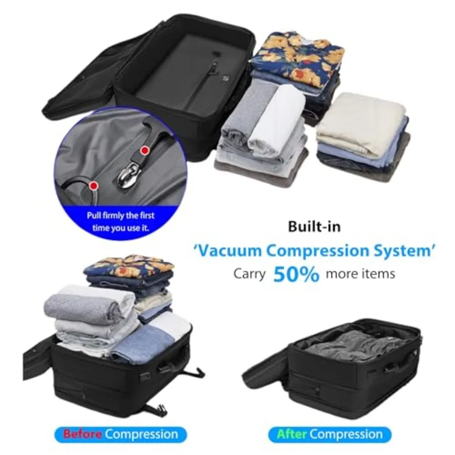فراغ حقيبة السفر 70L توسيع الهواء حقيبة ظهر مفرغة للسفر Vacpack السفر أكياس مكنسة مع مضخة TSA قفل USB شحن #2