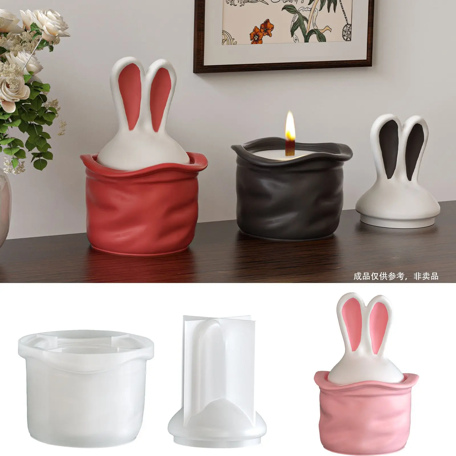 

Easter Long Eared Rabbit Storage Jar Candle Silicone Mold DIY Aromatherapy Gypsum Rabbit Cup Decoration Mold Home Gift