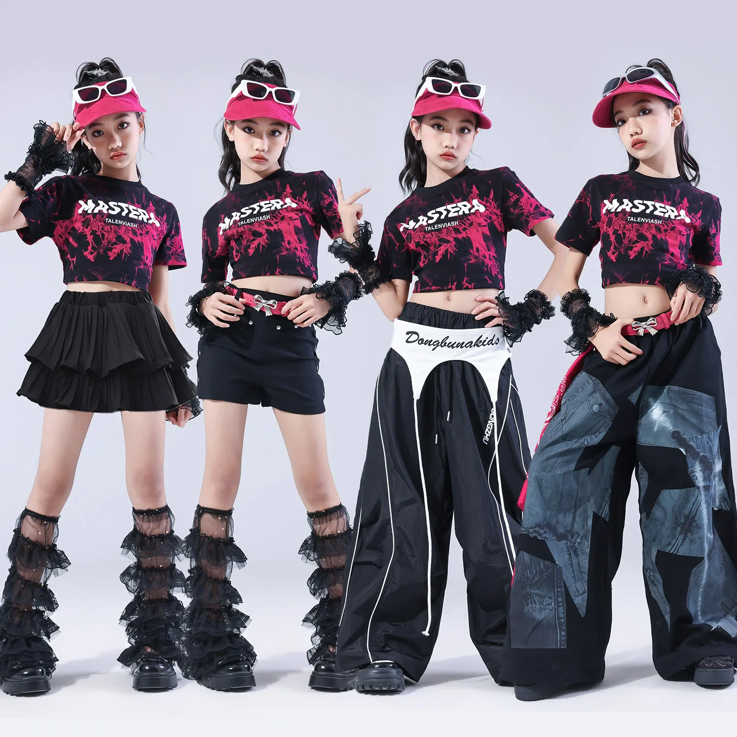 Fashion Girls Kpop Jazz Dance Costume Black Tassel Tops Hip Hop Shorts Skirt Outfits Cool Performance Clothes Concert Stage Wear