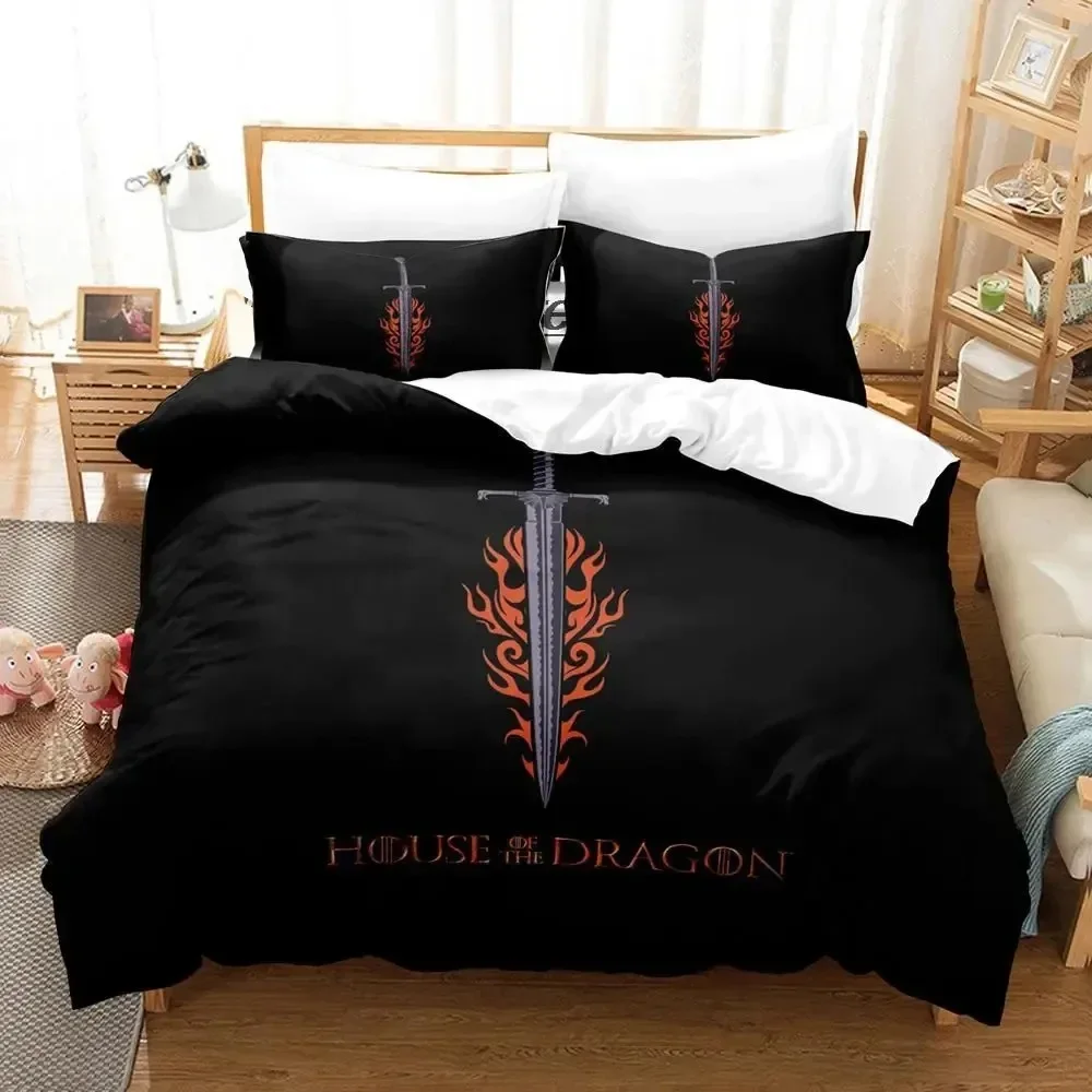 3D Print House of Dragon Bedding Set Duvet Cover Bed Set Quilt Cover Pillowcase Comforter king Queen Size Boys Adult Bedding Set