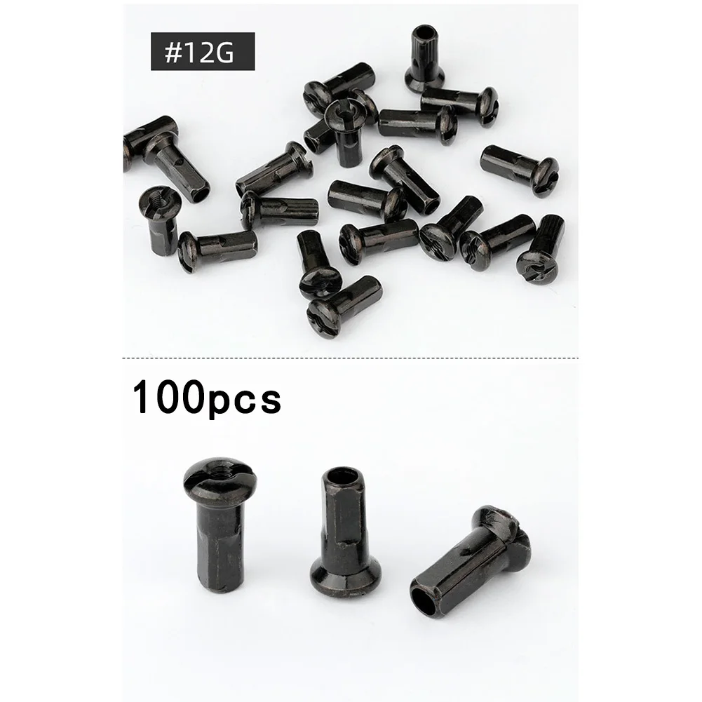 

100pcs Cycling Wheel Spoke Nipples Copper Replacement Metal 12G 14G 2mm Spoke Nipples Embellish Refit Personalized Wheels
