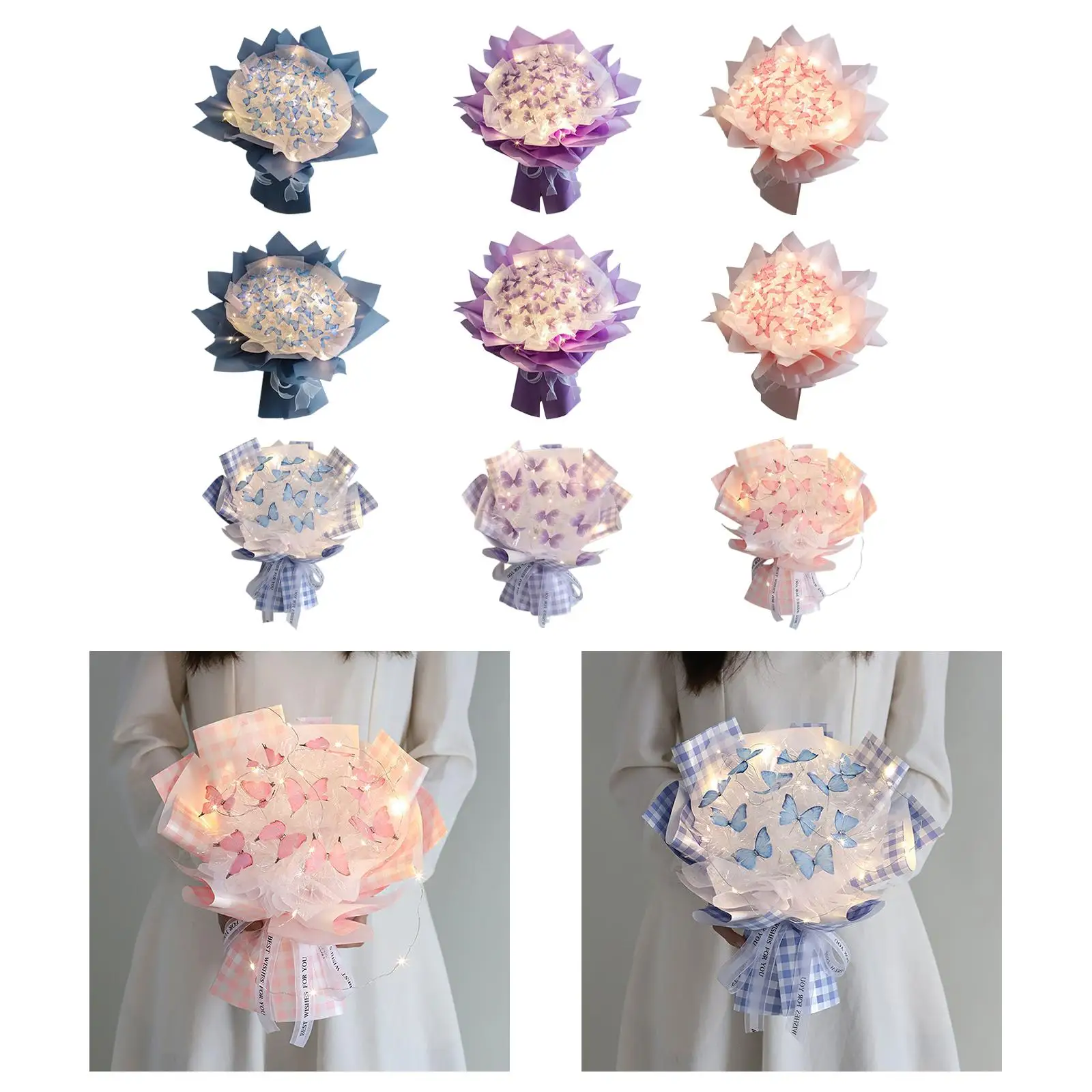 Ramo de Flores de Mariposa, Accesorios para Ramos de Flores, Regalos Florales, Centro de Mesa con Significado Eterno, Material Duradero para Manualidades