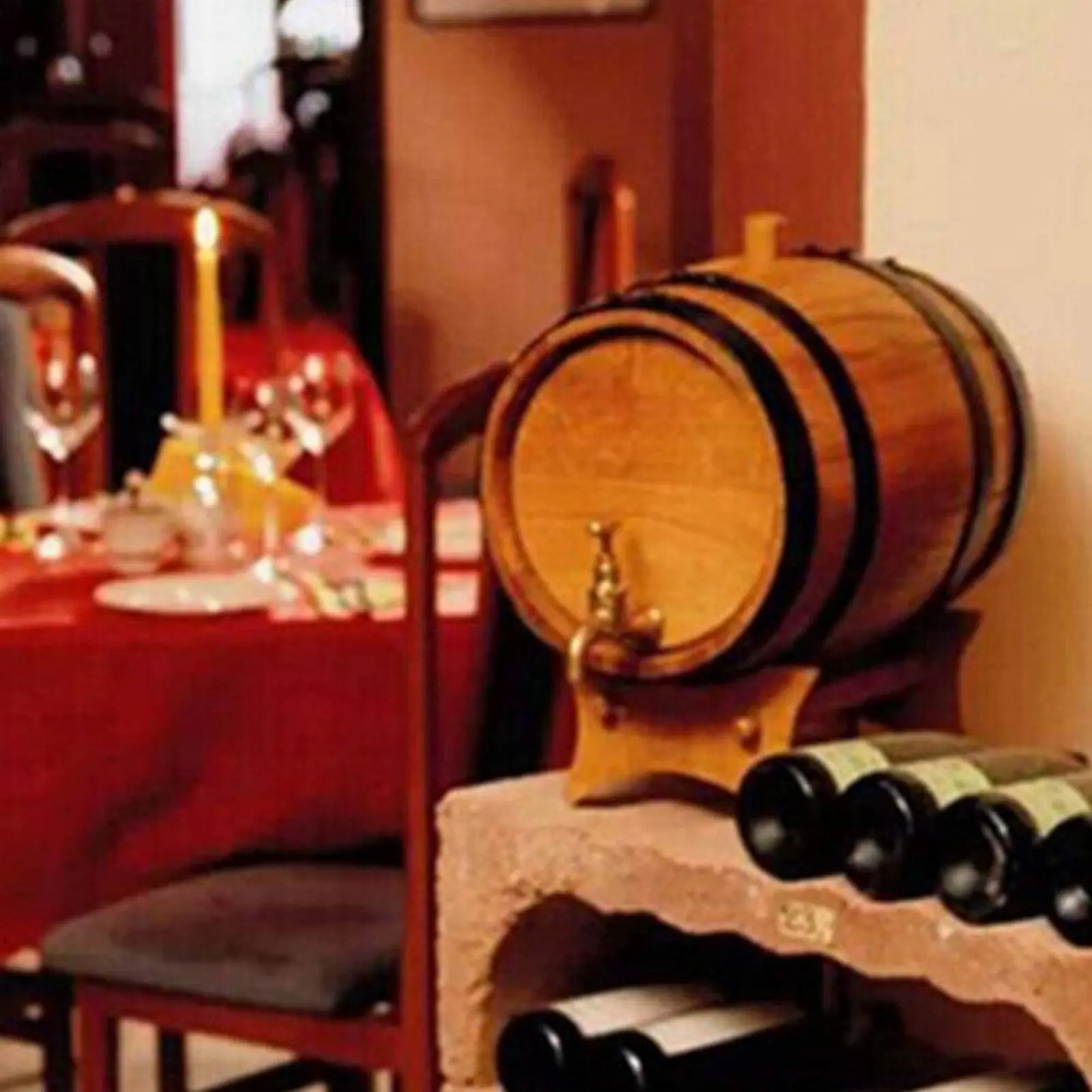 Wooden Vino Barrel Dispenser Food-Safe Liner Oak Style Drink Dispenser Distilled Beverage Barrel with Spigot for Restaurant