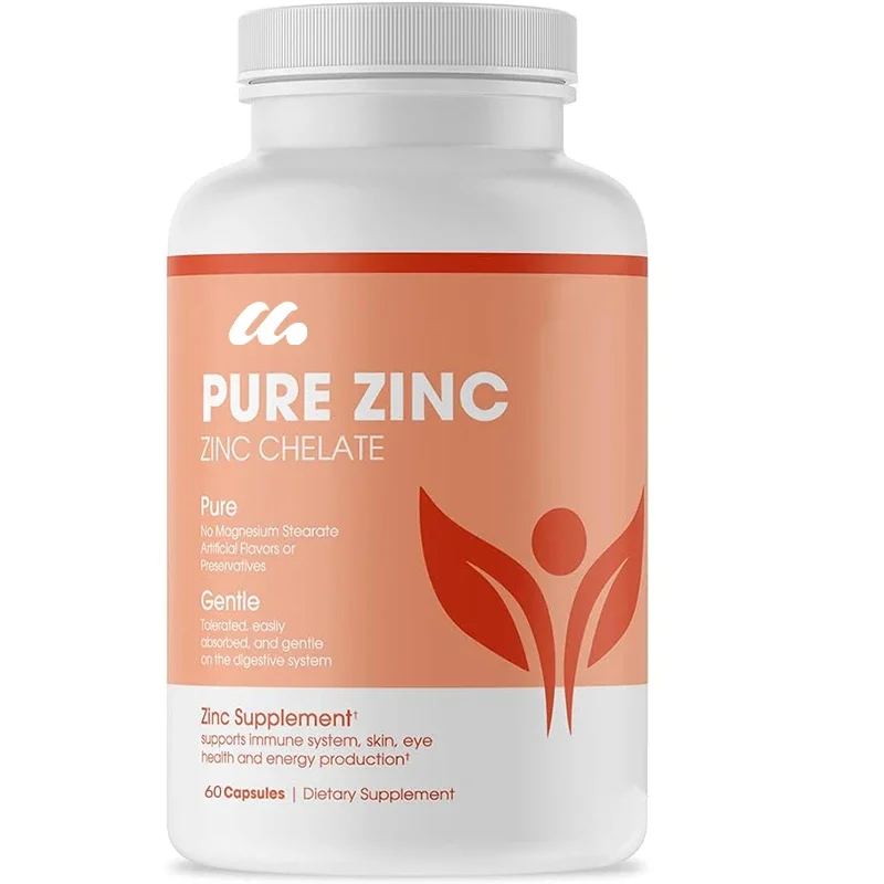 Suplemento de zinc puro, suplemento de glicinato de zinc natural, quelado, 25mg, 60 cápsulas, micronutrientes puros