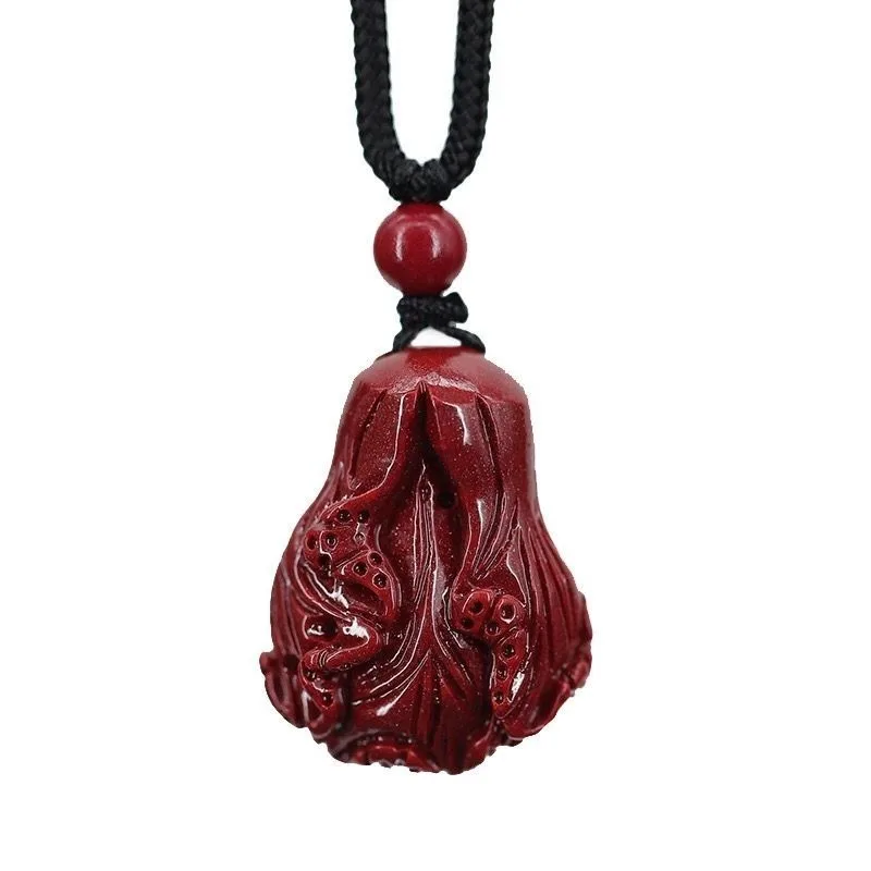 Natural Vermilion Sand Wangcai Cabbage Pendant with High Content Authentic Emperor Purple Gold Sand Universal Couple Pendant