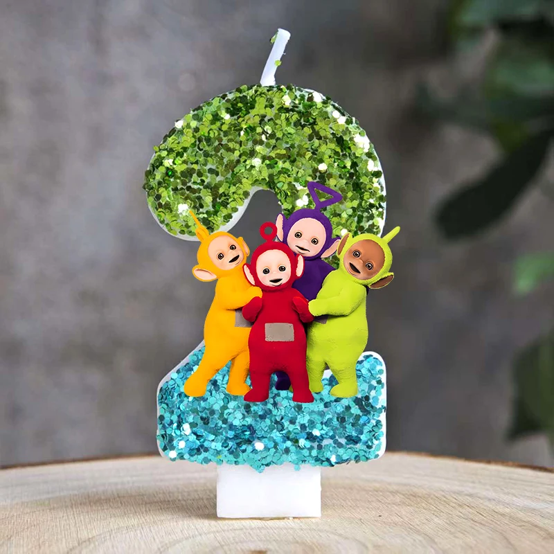 Soft Style Teletubbies Figurine Candle Baby Birthday Cake Decor Party Table Ornament Party Supply