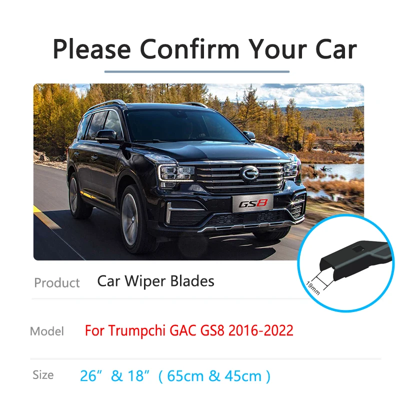 2x For Trumpchi GAC GS8 GE 2016~2022 Front Window Wiper Blade Brushes Arm Auto Accessories Parts Cutter Windscreen Windshield