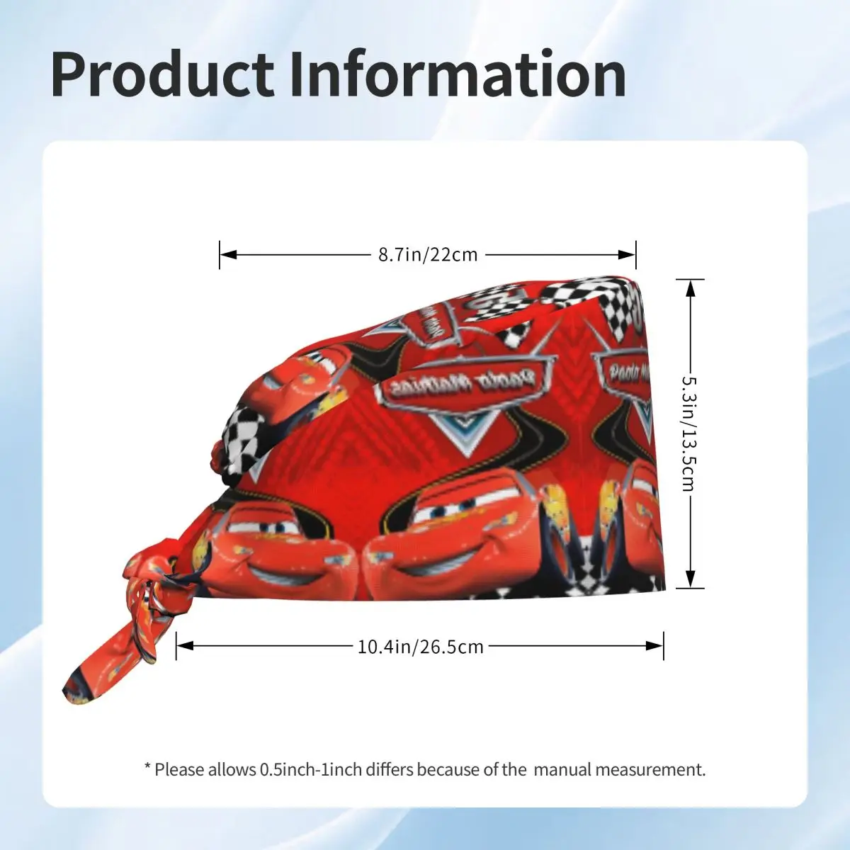 سيارة مخصصة 95 البرق ماكوين تنفس فرك قبعة الجراحية فرك قبعات التمريض الشعر القبعات الكرتون نمط العمل الدعك قبعة