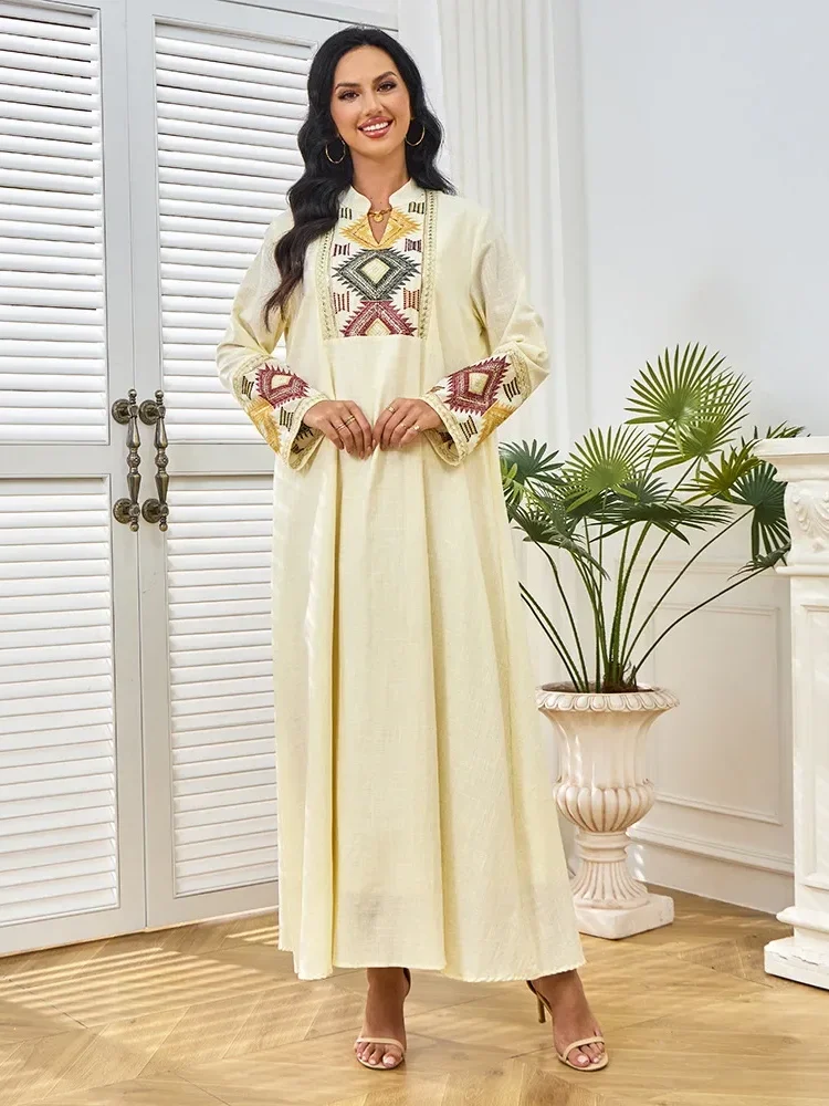 Muslim Abayas for Women Dubai Party Dresses Embroidery Kaftan Islam Vestidos Arab Long Robe Eid Ramadan Morocco Saudi Jalabiya