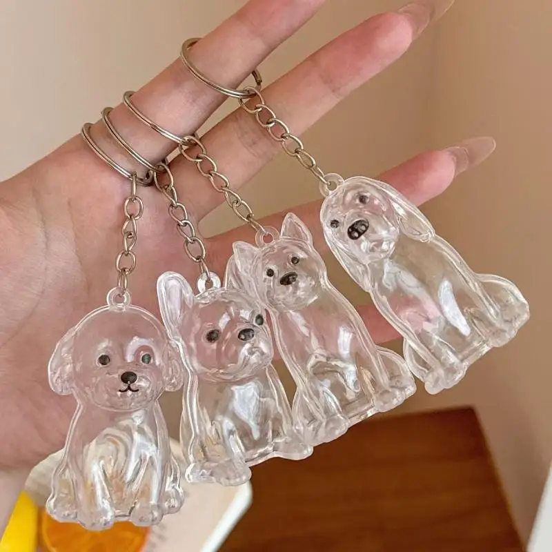 Tasche Anhänger Dekor Souvenir Niedlichen Hund Haar Lagerung Schlüsselbund Transparent Haustier Pelz Andenken Kapsel