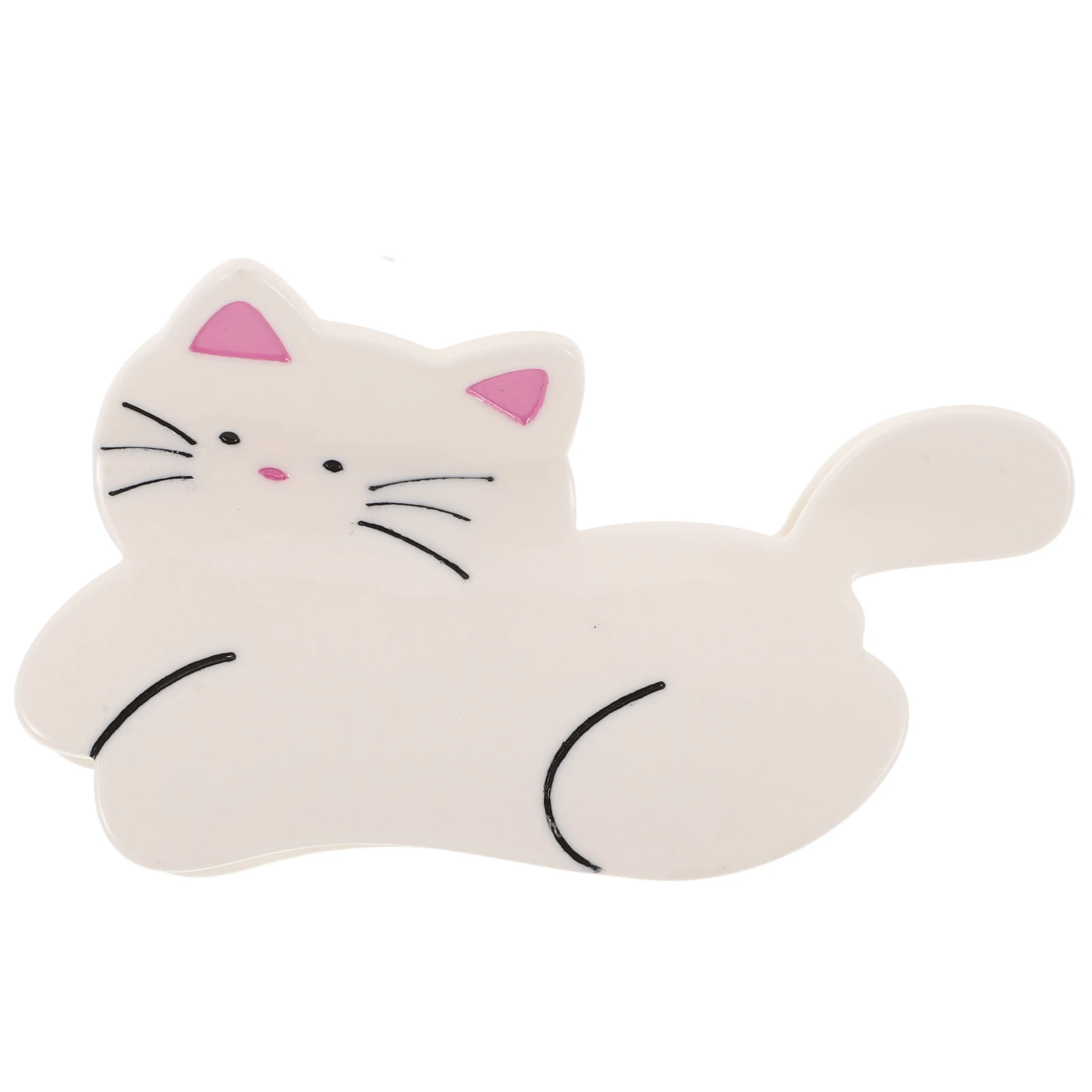 

Cat Clip Kawaii Animal Hair Accessories For Women Girls White Metal Barrette Large Curly French Hairstyle Party Hair Claw