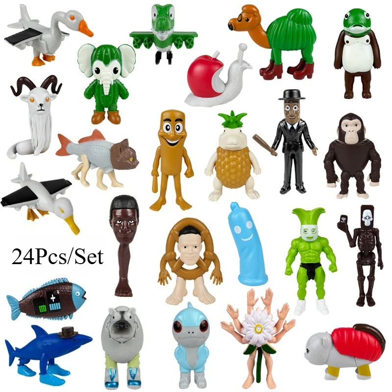 

24Pcs Italian Brainrot Tralala Tralalero Anime Figure Toy Set Bombardino Crocodilo Shimpanzini Bananini Model Kids Toy Gifts