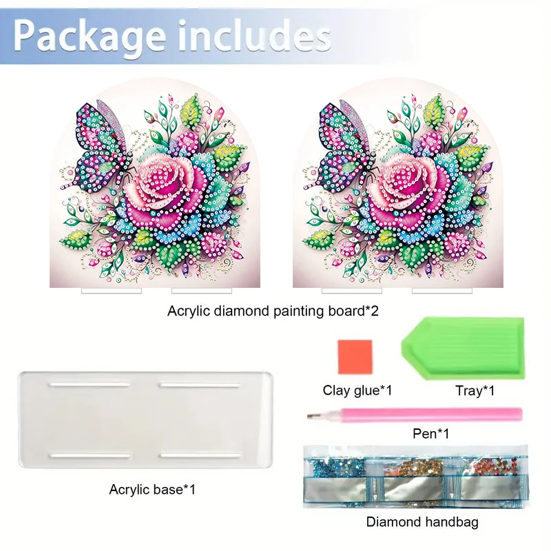 DIY Acrylic Diamond Art Set - Butterfly Flower Pattern | Unique Shaped Diamond Home Decoration | Perfect Choice for Napkin Stand - view 3