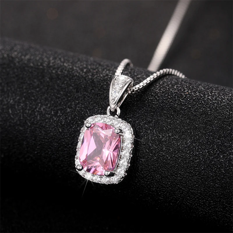 Huitan Geometrische Zirkonia Anhänger Halskette für Frauen Luxus Temperament Weibliche Hochzeit Trend Hals Zubehör Party Schmuck – Detail 17