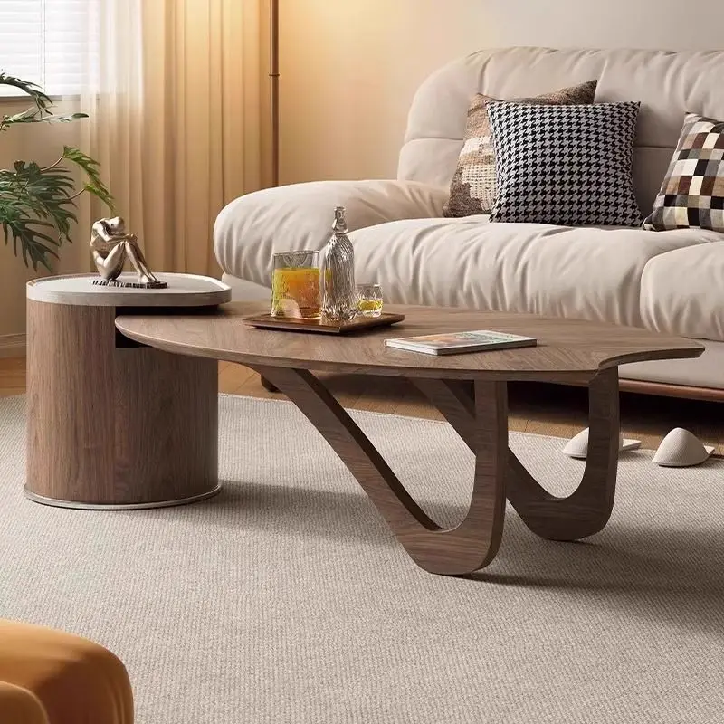 Italian solid wood rectangular lacquered wood smoked coffee table household new coffee table office commercial storage Nordic