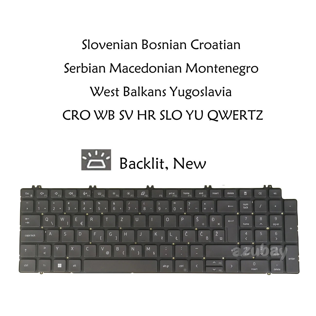 

Backlit Slovenian Croatian HR West Balkans WB RS YU Laptop Keyboard for Dell 22080900107 0WXRGT Precision 7550 7560 7750 7760